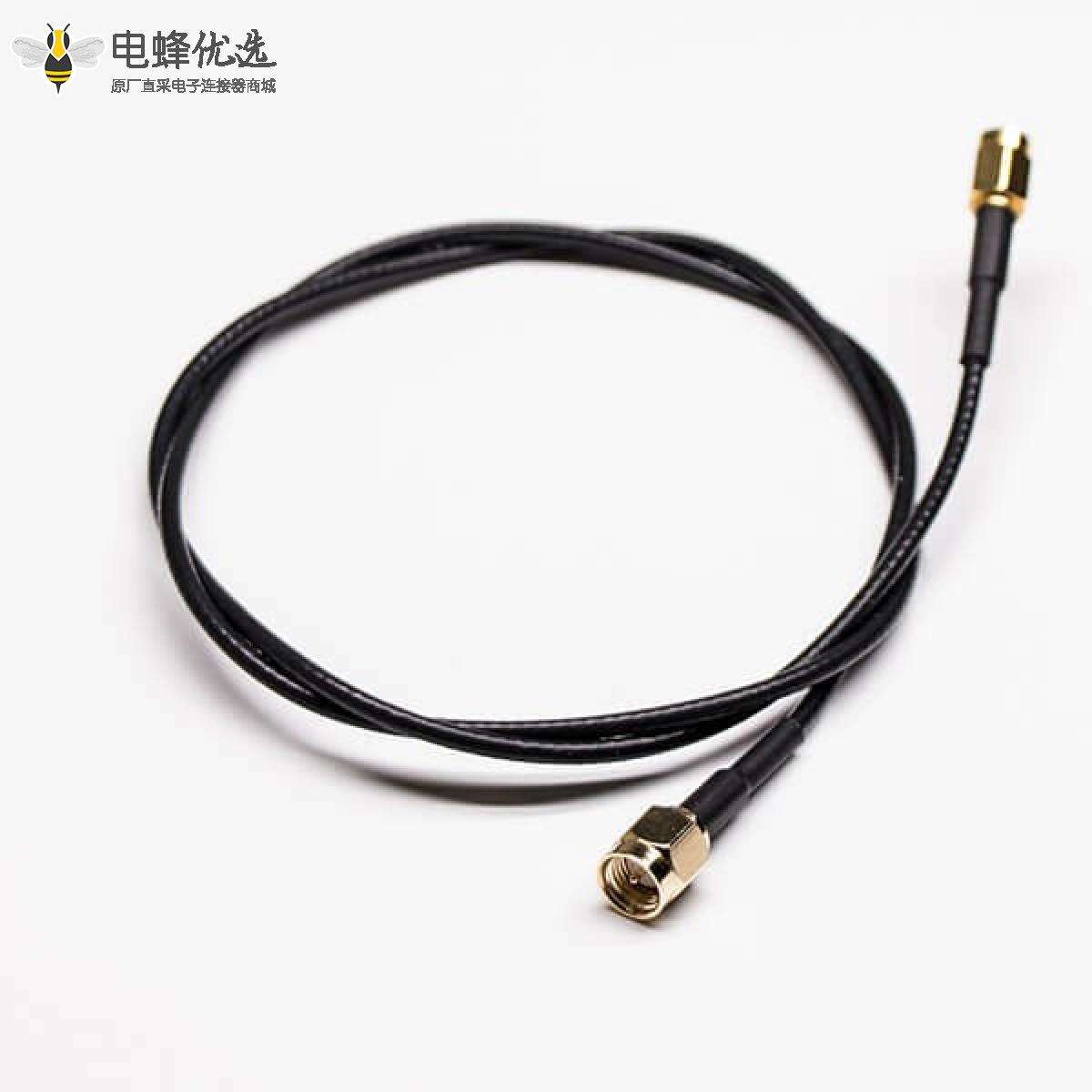 SMA射頻線180度公頭轉SMA公頭組裝線材黑色300mm